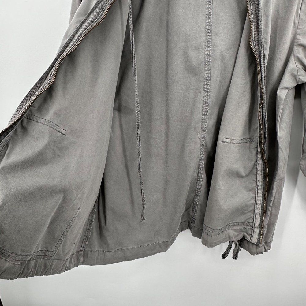 XCVI Utility Windbreaker Jacket Full Zip Womens Large Slate Gray Hood Drawstring - Picture 11 of 12